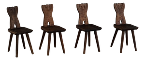 Mid-Century Swedish Handcrafted Sport's Cabin Chairs in Pine, 1940s, Set of 4