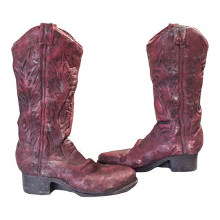 Trompe l'Oeil Western Cowboy Boots- a Pair For Sale