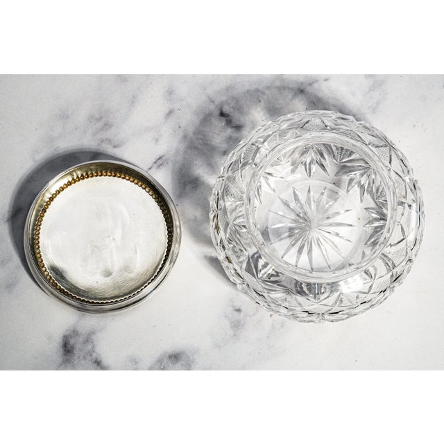 Brilliant Antique Cut Crystal Powder Jar Sterling Silver Lid Edwardian Vanity Jewelry Box Luxury Home Decor For Sale - Image 12 of 15