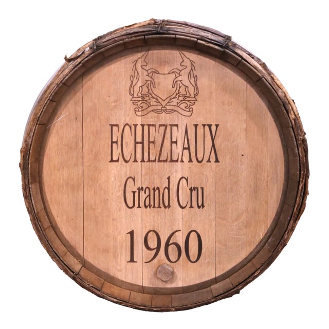 Mid-Century French Oak and Iron Decorative Wine Barrel Top Dated, 1960 For Sale