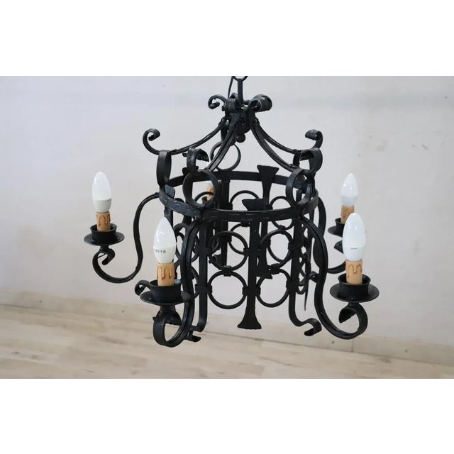Metal Vintage Chandelier in Iron, 1940s For Sale - Image 7 of 13