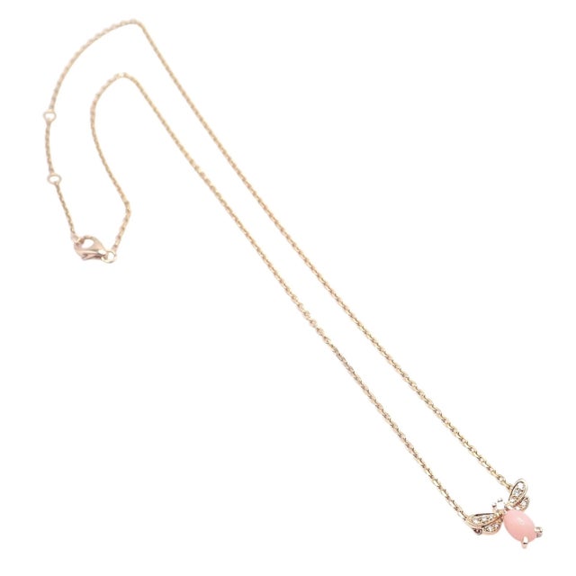 Chaumet Chaumet Rose Gold Attrape-Moi Diamond Pink Opal Necklace For Sale - Image 4 of 13