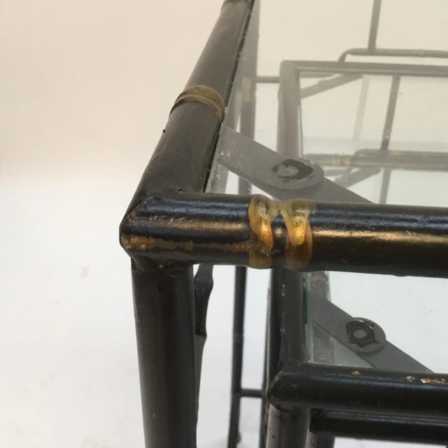 Black 1980s Italian Faux- Bamboo Metal Nesting Tables - Set of 3 For Sale - Image 8 of 13