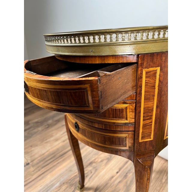 Antique French Louis XV Kingwood Parquetry Chiffonière Table C. Late 18th Century Stamped f.a. Mondon Attr. François-Antoine Mondon For Sale - Image 4 of 11