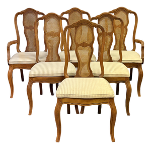 Late 20th Century French Cane Back Dining Chairs - Set of 6