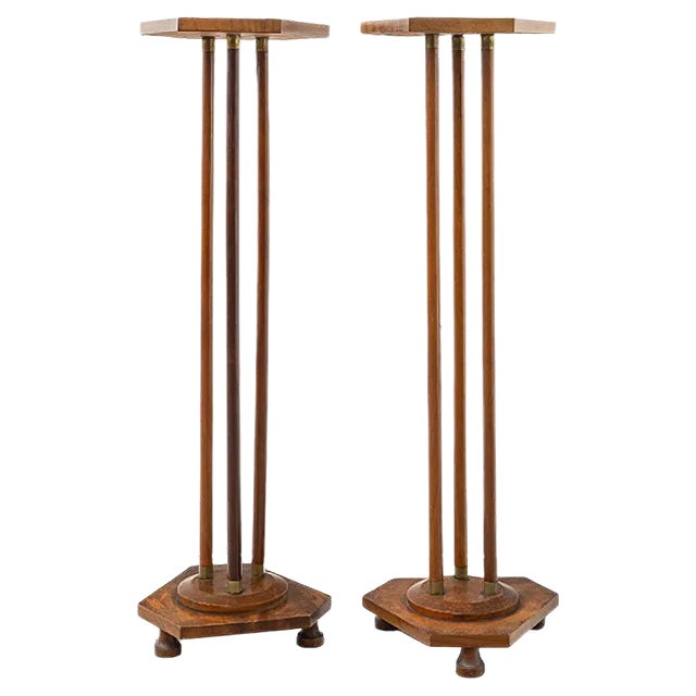 Antique Hexagonal Pedestals, Set of 2 For Sale