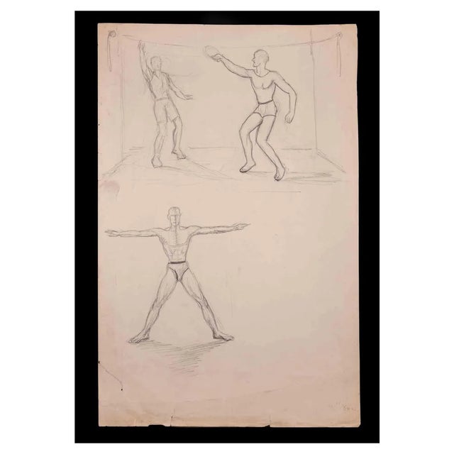Norbert Meyre, Exercises, Drawing in Pencil, Early 20th-Century For Sale