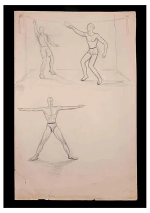 Norbert Meyre, Exercises, Drawing in Pencil, Early 20th-Century