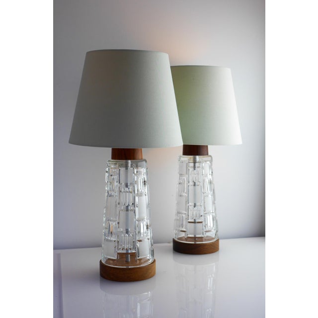 Mid-Century Modern Scandinavian Teak and Glass Table Lamps, Set of 2 For Sale - Image 14 of 17
