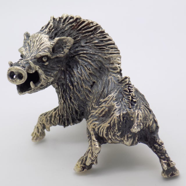 Vintage Italian Handmade Genuine Silver Boar Figurine by Mario Cerreti, 1950s For Sale - Image 13 of 13