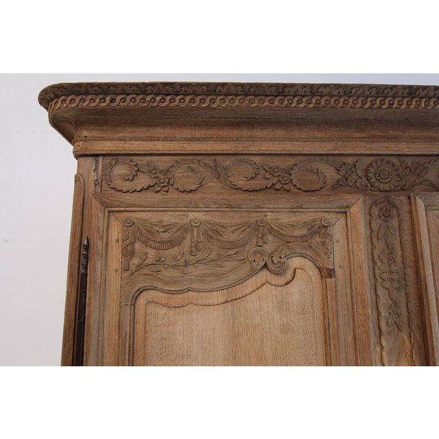 French Provincial Bleached Oak Armoire or Wardrobe, Early 19th Century For Sale - Image 16 of 18