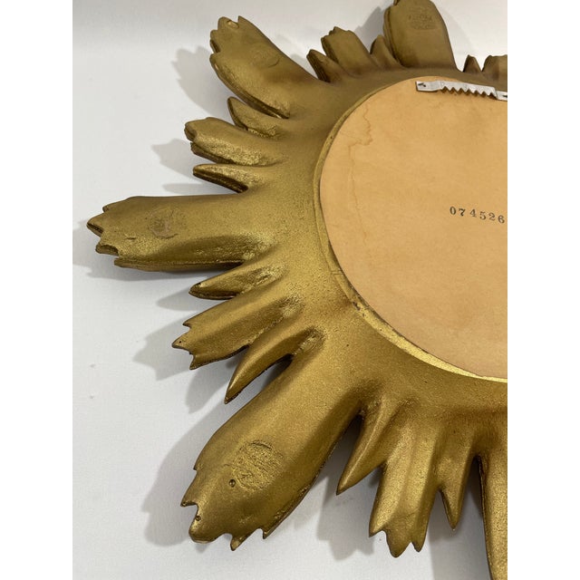 Large 18" Vintage 1990s Golden Sunburst Wall Mirror For Sale - Image 13 of 18