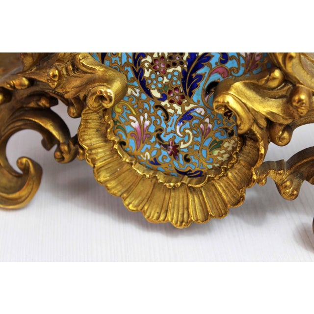 Clock in Bronze and Cloisonné Enamels, 1940s For Sale - Image 3 of 18