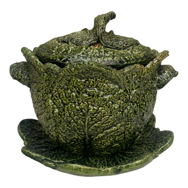 Portuguese Majolica Cabbage Tureen Sousa Barcelos Circa 1930 For Sale