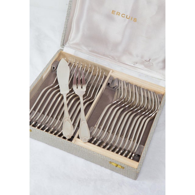 Vintage Louis XV Style Fish Cutlery for Twelve, 1950s, Set of 24 For Sale - Image 4 of 9