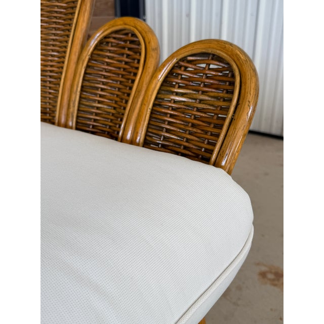 Vintage Sculptural Rattan Fan Back Palm Frond Lounge Chair For Sale In Naples, FL - Image 6 of 12