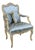 18th Century French Painted Louis XV Fauteuil À La Reine Armchair With Blue Silk For Sale