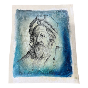 Man With Beard Portrait-Vintage 1950s Painting