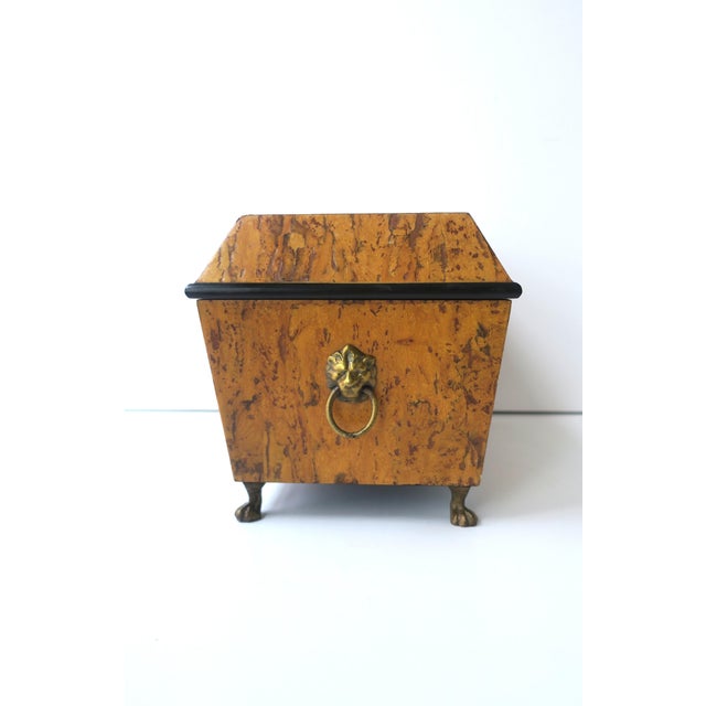 Neoclassical Empire Revival Style Box, Tiger Burl-Esque Lion Heads, Late 20th C For Sale - Image 13 of 15