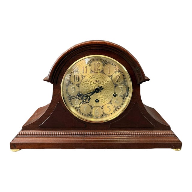 Vintage Sligh Solid Mahogany Mantel Clock For Sale