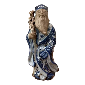 Antique Japanese Porcelain Statue Figure of a Daoist Immortal 19th Century
