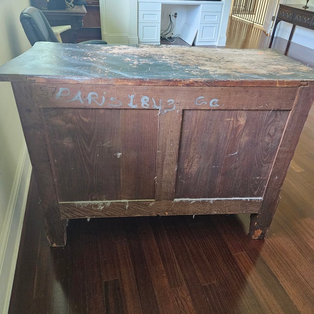 19thC Painted French Three Drawer Chest of Drawers W Fichet a Paris Locks For Sale In Miami - Image 6 of 12