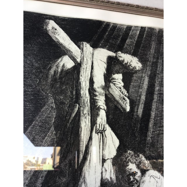 Mid 20th Century Rembrandt Van Rijn Descent From the Cross, Etching Reproduction For Sale In Los Angeles - Image 6 of 10
