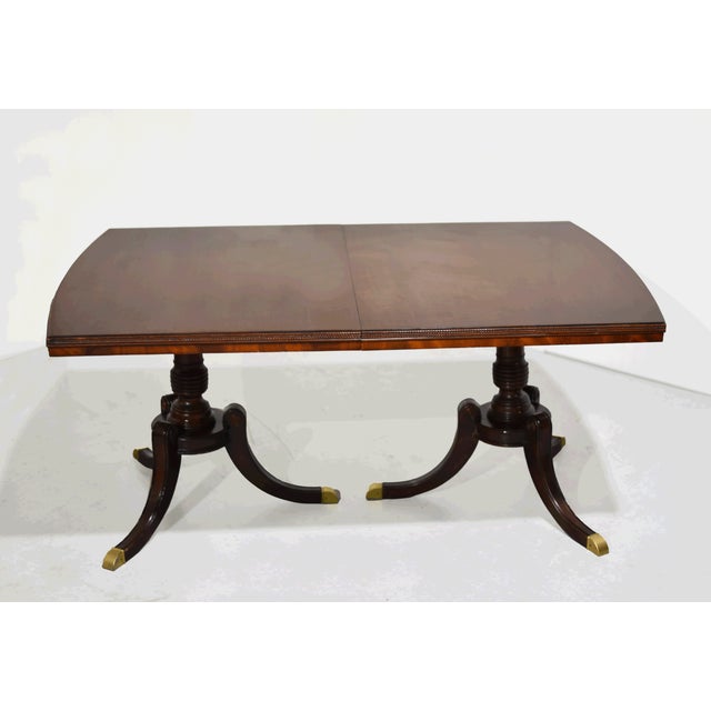 Vintage Georgian Mahogany Twin-Pedestal Dining Table With Extensions 96in For Sale - Image 10 of 12