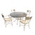A very unusual set containing a gueridon table and 4 armchairs Stainless steel and bronze ornamentation Neoclassical...