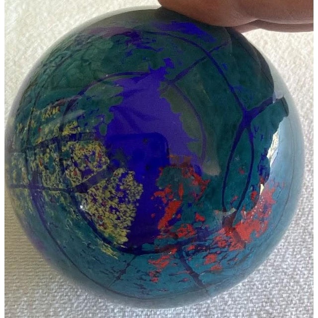 Glass Abstract Art Glass Sphere MCM Colorful Decor Piece For Sale - Image 7 of 9