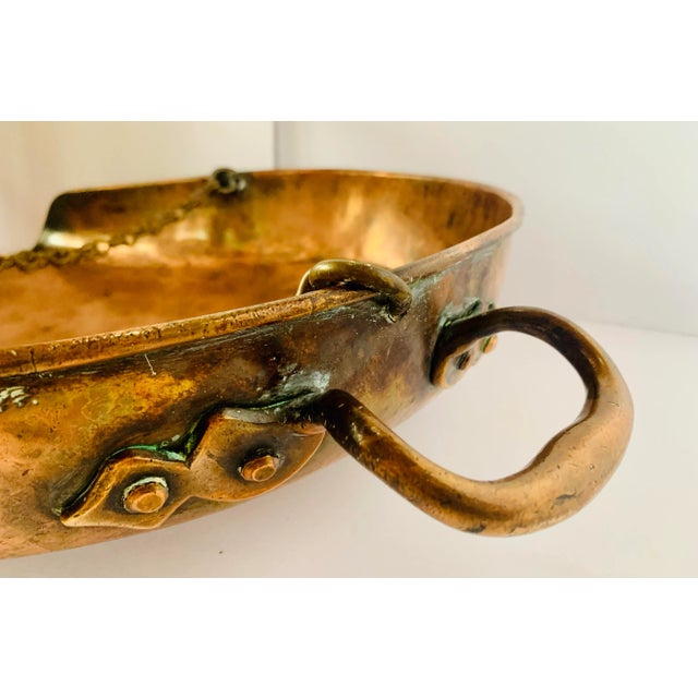 Monumental 1890's Victorian English Shopkeeper's Scale Pan in Copper and Brass For Sale - Image 4 of 13
