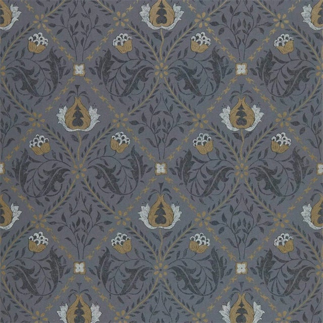 Morris & Co Pure Trellis Wallpaper in Black Ink For Sale