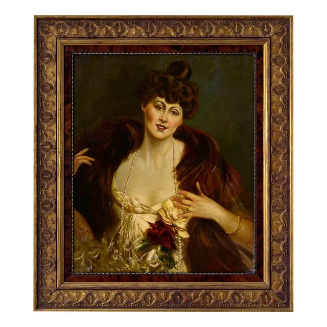 Salvatore De Rosa, Portrait of Woman, Oil on Canvas, 1990s, Framed For Sale