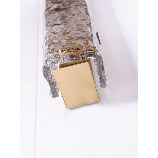 Metal Large Vintage Amber Murano Ice Glass and Brass Sconces from Kaiser Leuchten, Germany, 1960s, Set of 2 For Sale - Image 7 of 11