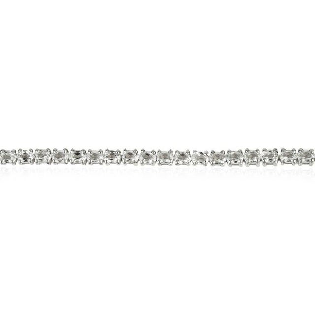 Art Deco 8.65 Carat White Topaz Gemstone Eternity Bracelet in 925 Sterling Silver For Sale - Image 3 of 10