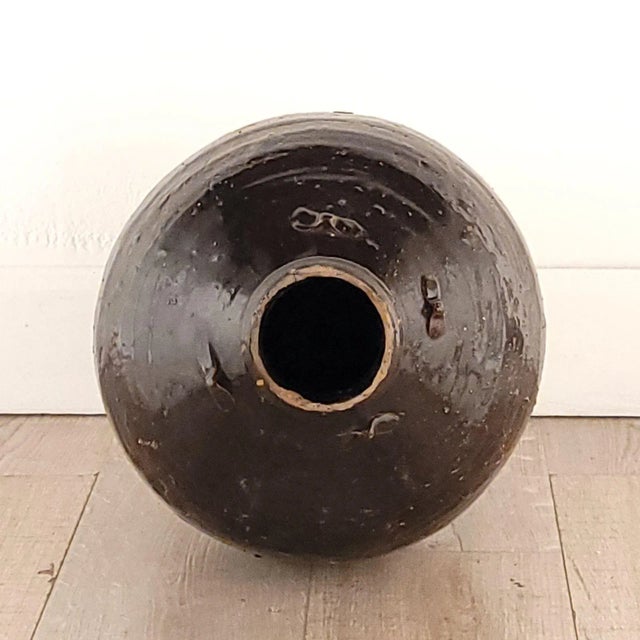 Brown Stoneware Martaban Jar China 19th Century For Sale - Image 4 of 5