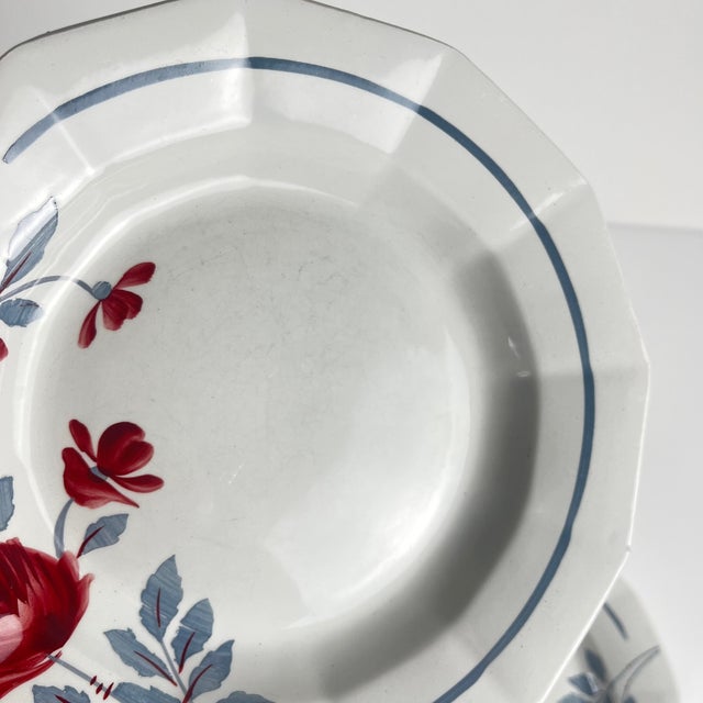 Red Vintage Semi-Deep Plates from Abeille d'Or, 1950s, Set of 6 For Sale - Image 8 of 12