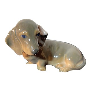 Vinatge Royal Copenhagen Dachshund Puppy Dog Figurine For Sale
