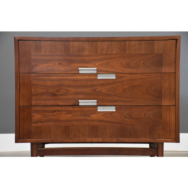 Brown 1960s Refinished 36" American of Martinsville Walnut Dresser Chest For Sale - Image 8 of 11