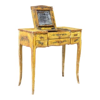 18th C. Italian Chinoiserie Venetian Louis XV Period Antique Polychrome Painted Dressing Table Console For Sale