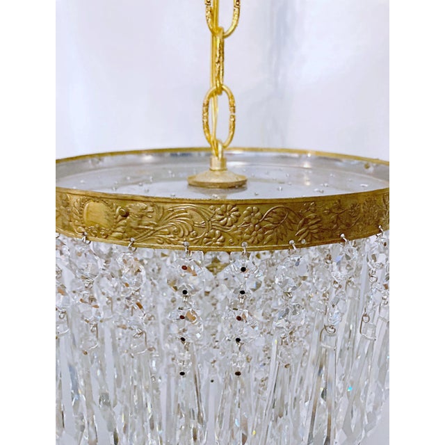 Mid-Century Italian Brass Upside Down Layered Cake Pendant For Sale - Image 4 of 9