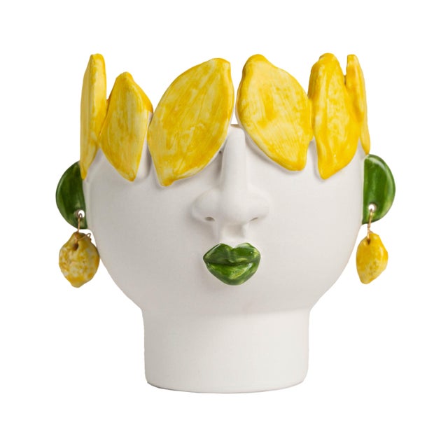 Studio Z Cachepot, Small Head with Lemons For Sale - Image 4 of 4