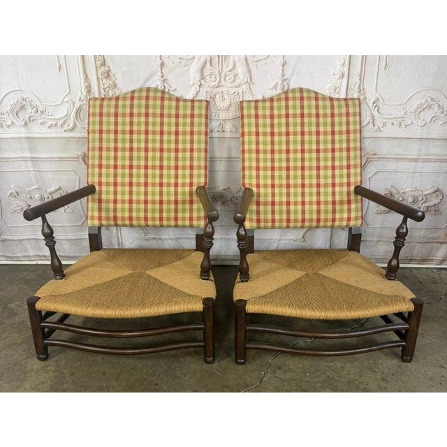 French Country Pair of French Country Style Lounge Chairs W/ Ottomans For Sale - Image 3 of 15