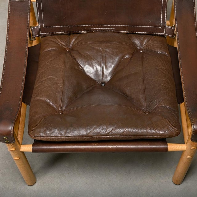 Wood Sirocco Safari Lounge Chairs in Dark Brown Leather and Ash by Arne Norell for Arne Norell Ab, 1970s, Set of 2 For Sale - Image 7 of 18
