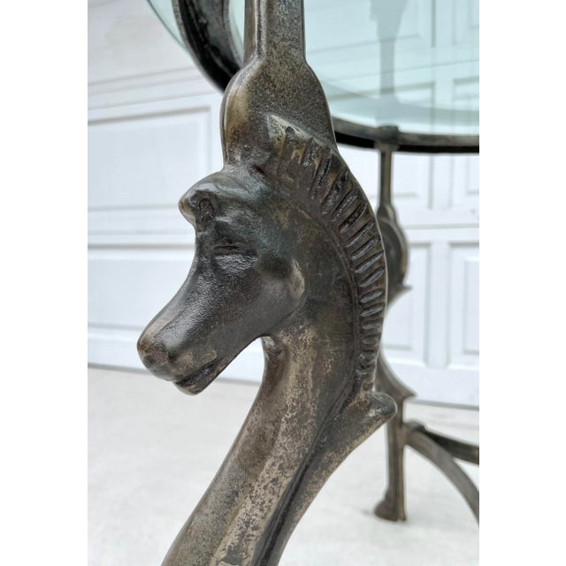 Vintage Steel and Glass Horse Center Dining Table For Sale In Los Angeles - Image 6 of 12