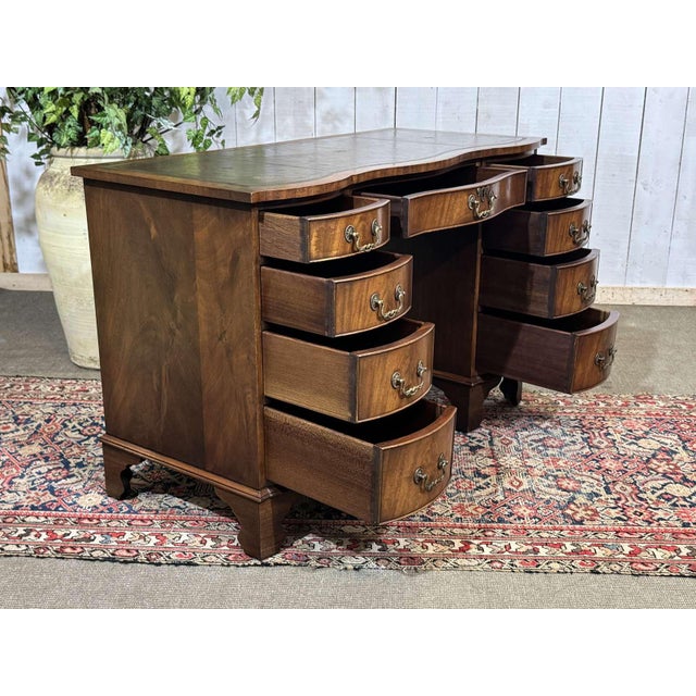 English Desk in Mahogany with a Leather Top, 1950s For Sale - Image 5 of 16