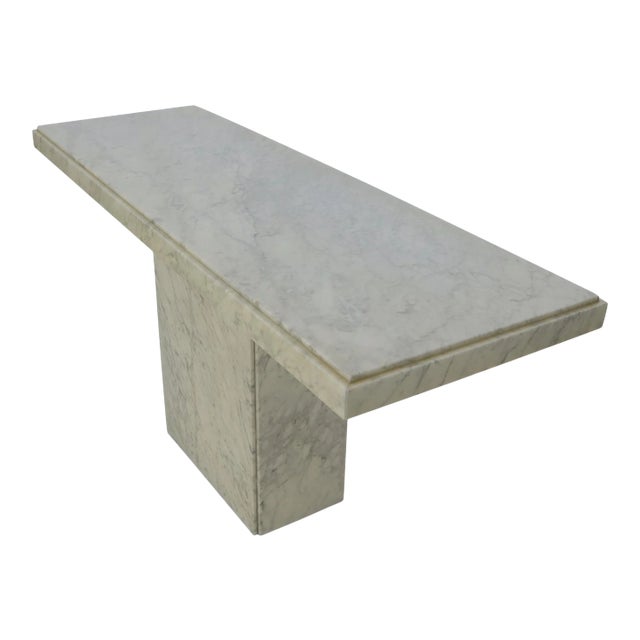 Rectangle White Marble Top Pedestal Base Console Sofa Table For Sale