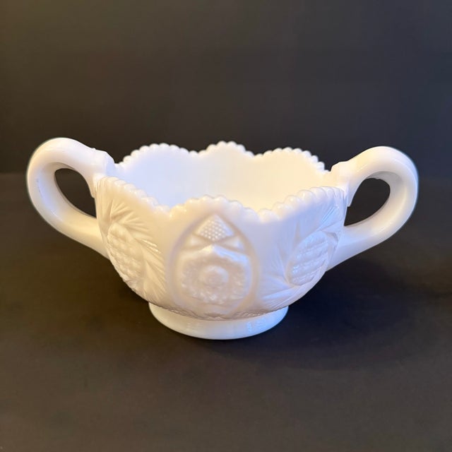 Glass 1950s Westmoreland White Milk Glass Cream and Sugar Set For Sale - Image 7 of 8