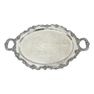 Vintage Sheffield Victorian Silver Plated Oval Platter Tray 25th Anniversary For Sale