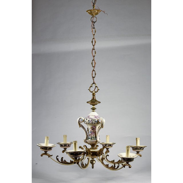 Colored Chandelier in Painted Porcelain For Sale - Image 9 of 10